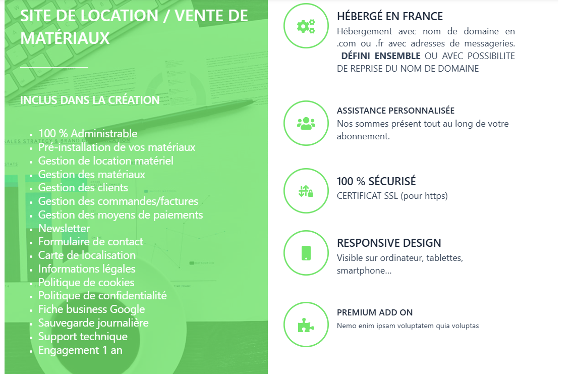 Site de location / vente de matériaux